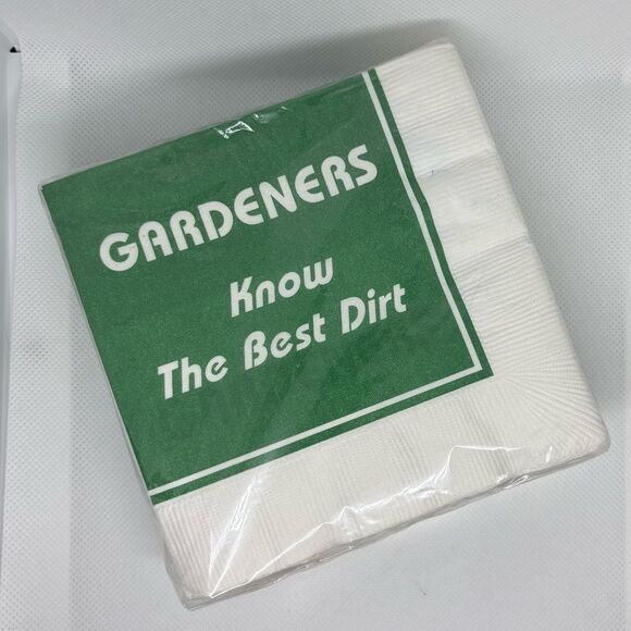 Vintage Haut Papier Gardeners Know Cocktail Napkins- Green and White, NIP - Picture 3 of 5